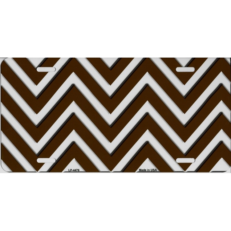 LP-4476 6 x 12 in. Brown & White Chevron Metal License Plate