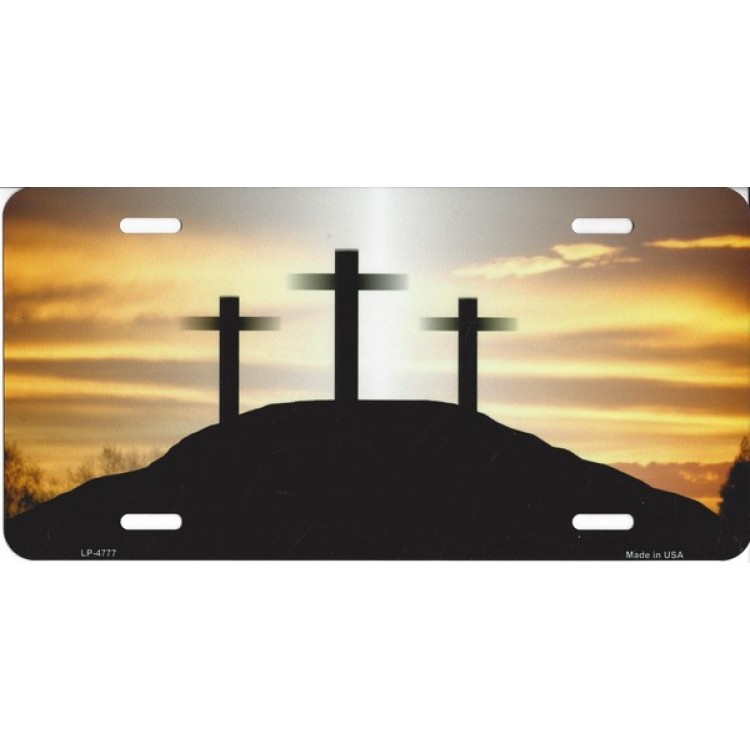 LP-4777 6 x 12 in. Three Crosses License Plate