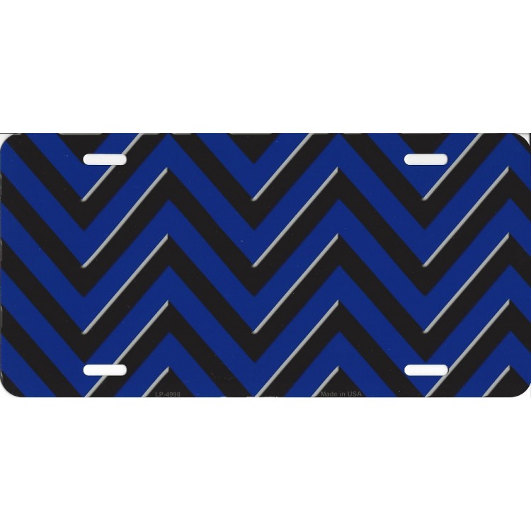 LP-4998 6 x 12 in. Black & Blue Chevron Metal License Plate