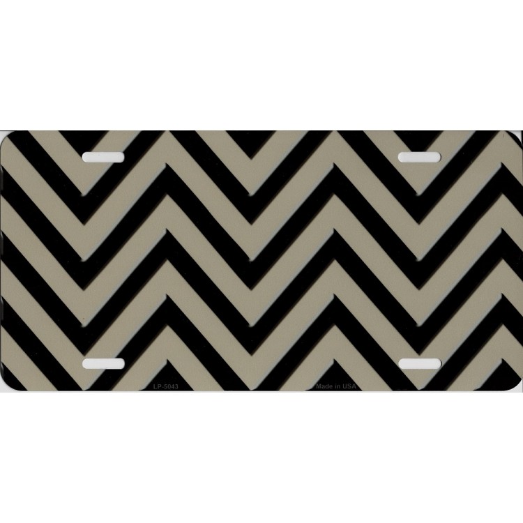 LP-5043 6 x 12 in. Tan & Black Chevron Metal License Plate