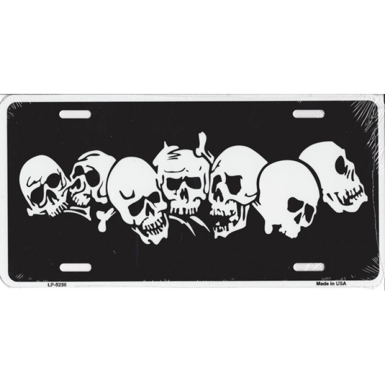LP-5256 6 x 12 in. Skulls Metal License Plate