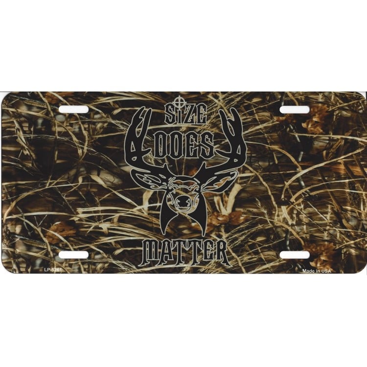 LP-5261 6 x 12 in. Size Does Matter Camouflage Metal License Plate