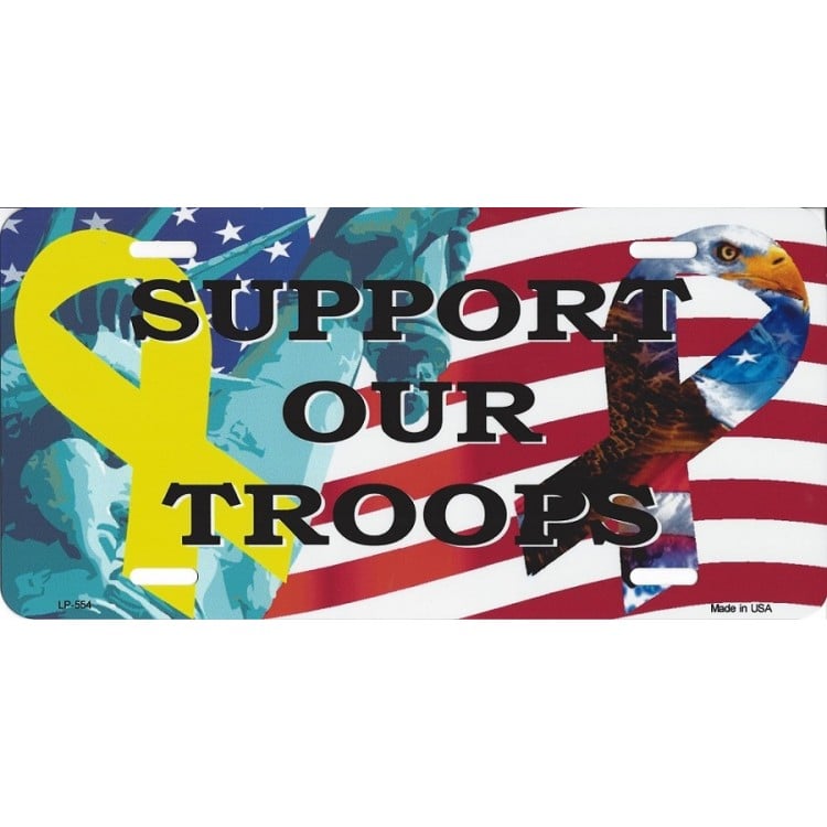 LP-554 6 x 12 in. Support Our Troops License Plate