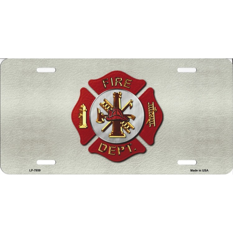 LP-7859 6 x 12 in. Fire Fighter Logo Metal License Plate