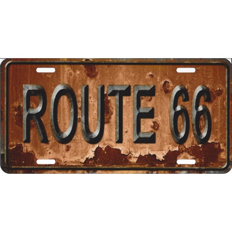 LP-8115 6 x 12 in. Route 66 Rusty Distressed Look Metal License Plate