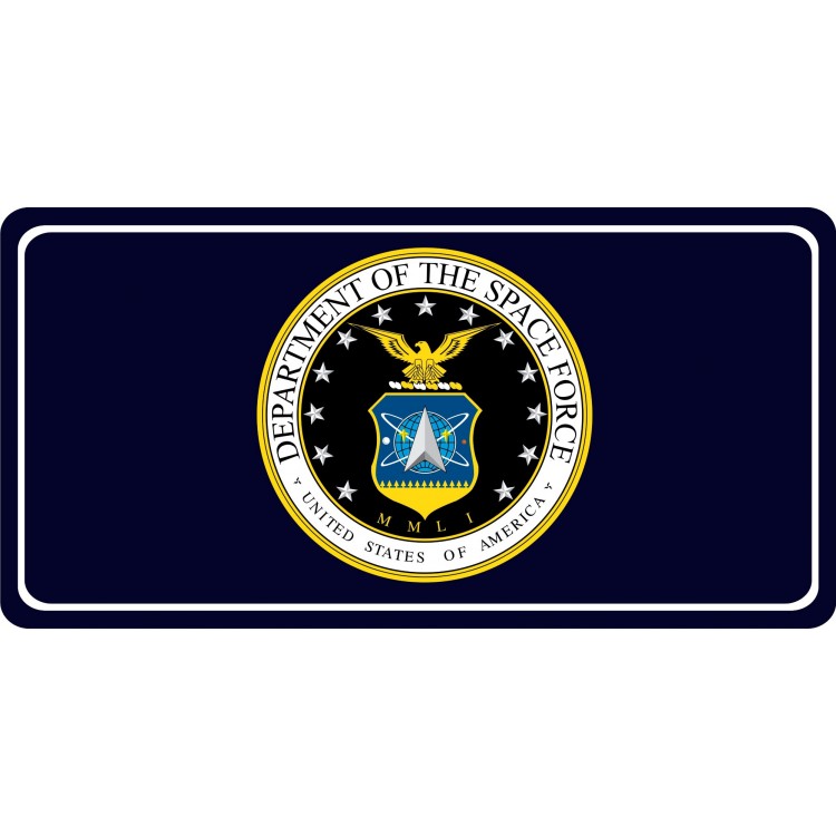 6 x 12 in. Space Force Logo Blue Photo License Plate