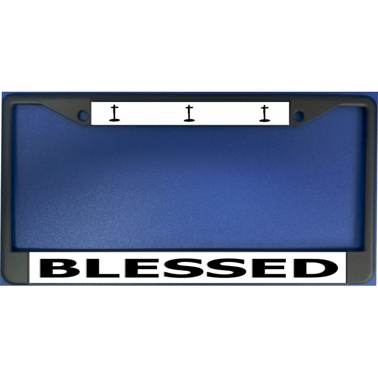 LPO4432 6 x 12 in. Blessed with Crosses Black License Plate Frame