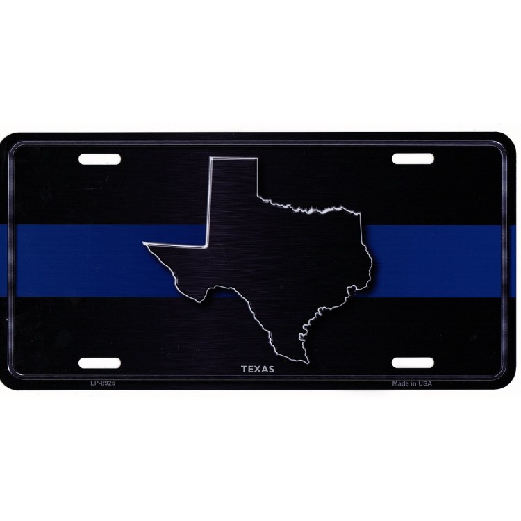 LP-8925 6 x 12 in. Texas Thin Blue Line Metal License Plate