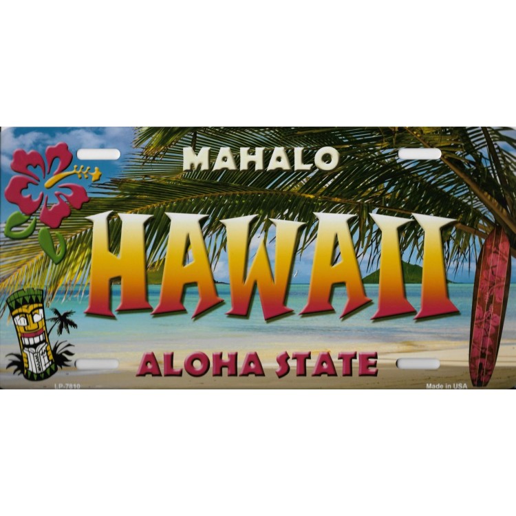 LP-7810 6 x 12 in. Hawaii State Background Metal License Plate