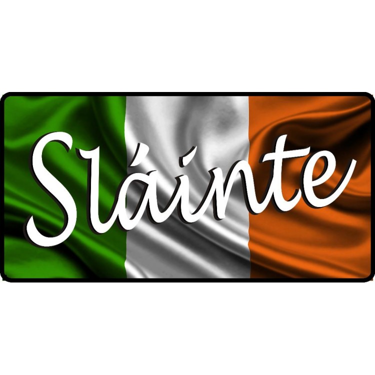 LPO4462 6 x 12 in. Slainte Script on Irish Flag Photo License Plate