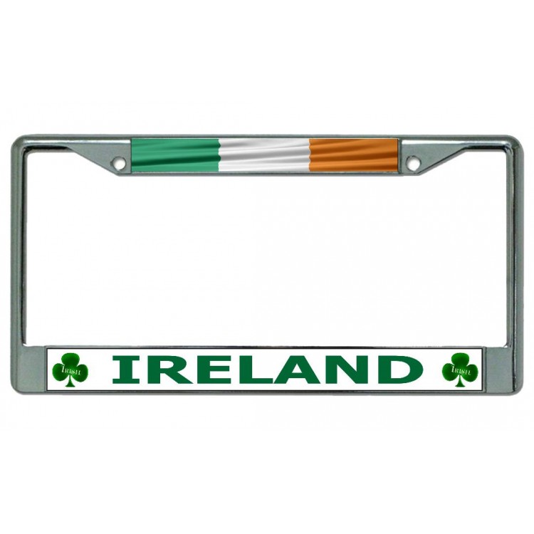 LPO4468 6 x 12 in. Ireland Flag Chrome License Plate Frame