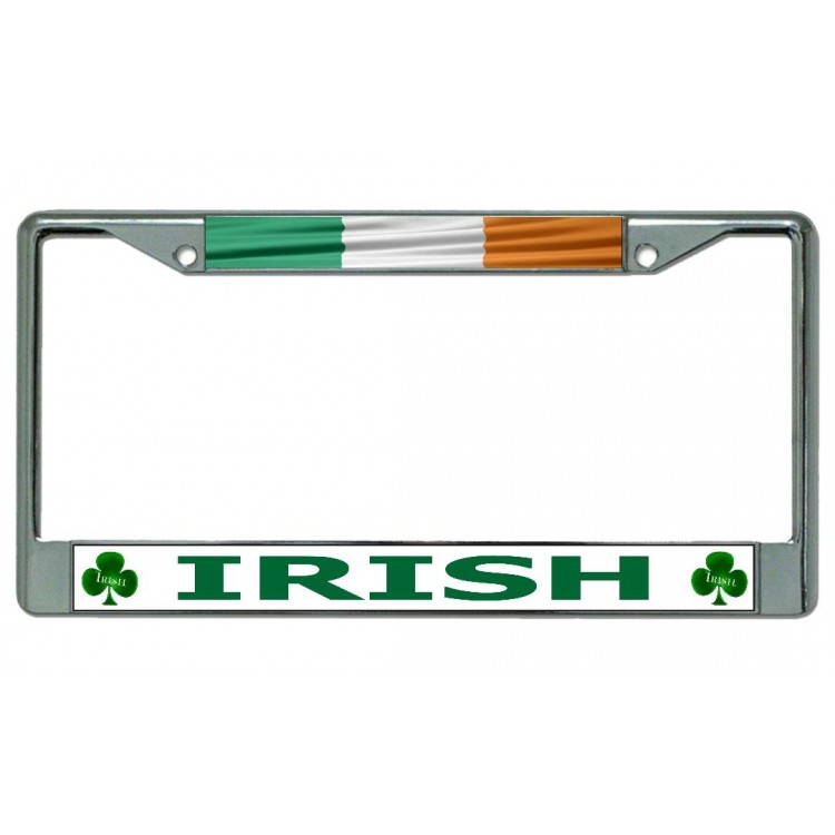 LPO4469 6 x 12 in. Irish Flag Chrome License Plate Frame
