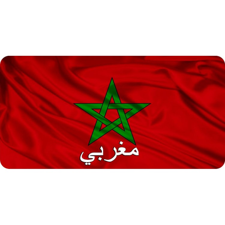 LPO4523 6 x 12 in. Moroccan Script on Morocco Flag Photo License Plate
