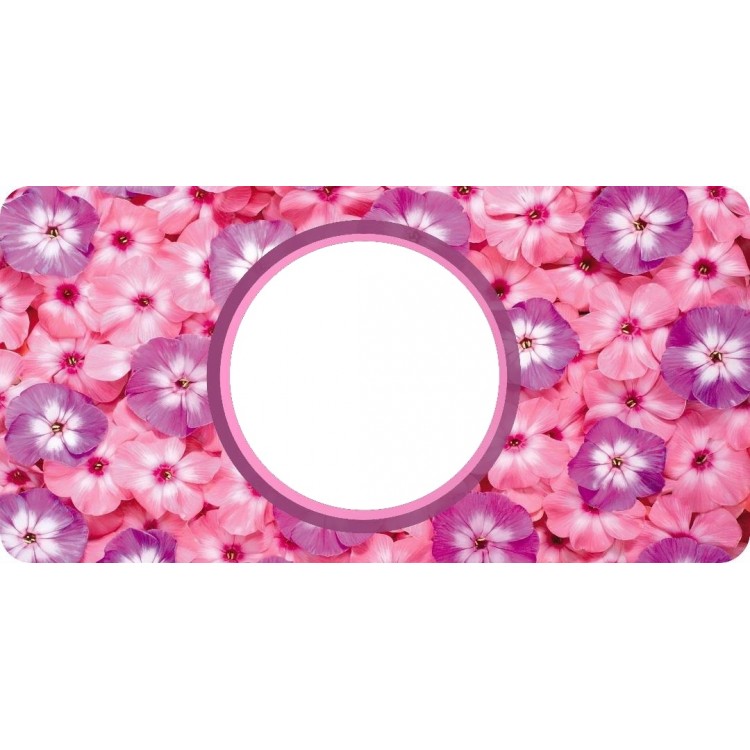 LPO4527 Monogram on Pink Flowered Background Photo License Plate