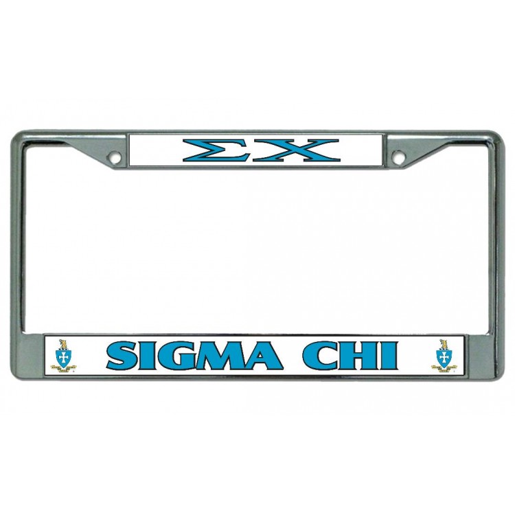 LPO4529 6 x 12 in. Sigma Chi Chrome License Plate Frame