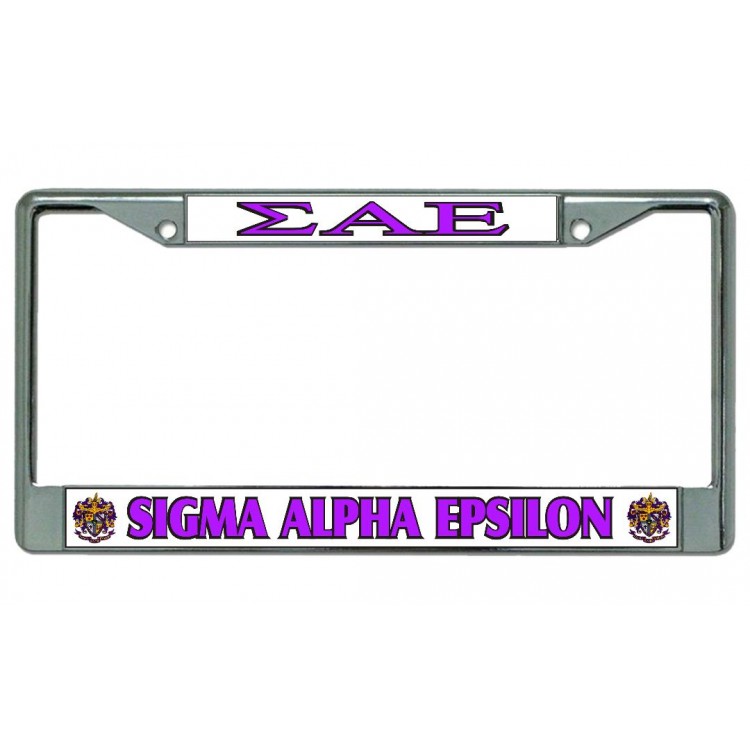 LPO4530 6 x 12 in. Sigma Alpha Epsilon Chrome License Plate Frame