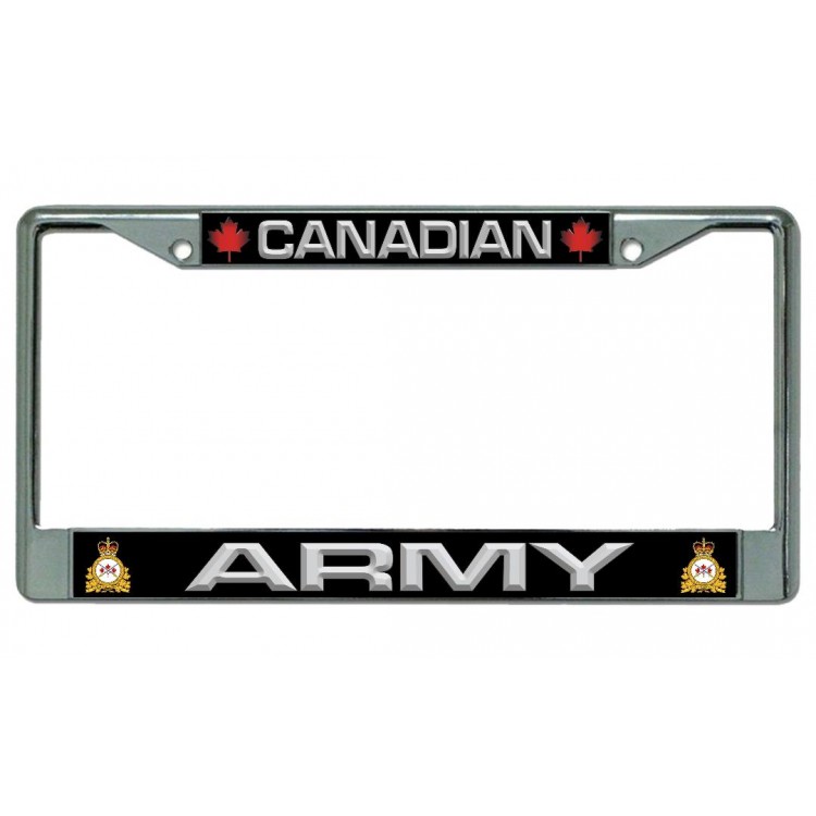 LPO4539 6 x 12 in. Canadian Army Chrome License Plate Frame