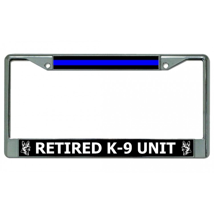 LPO4547 6 x 12 in. Retired K-9 Unit Chrome License Plate Frame