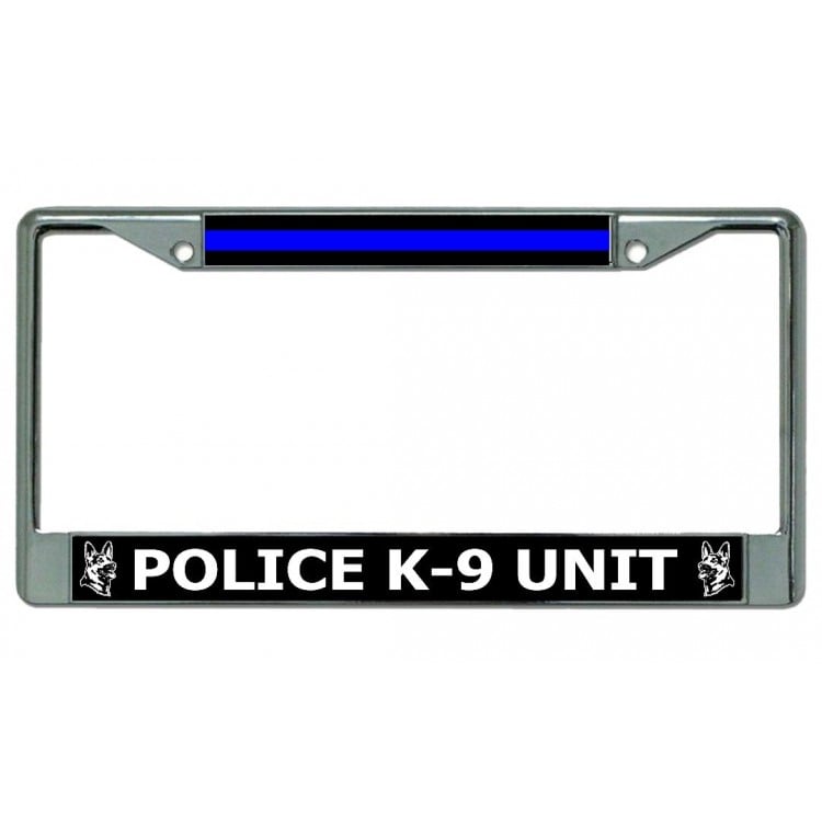 LPO4548 6 x 12 in. Police K-9 Unit Chrome License Plate Frame