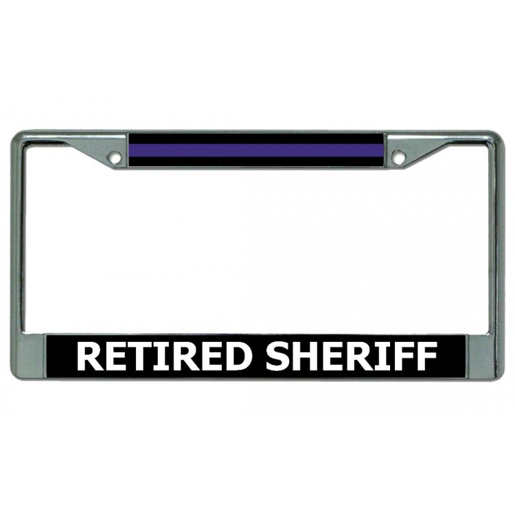 6 x 12 in. Retired Sheriff Chrome License Plate Frame