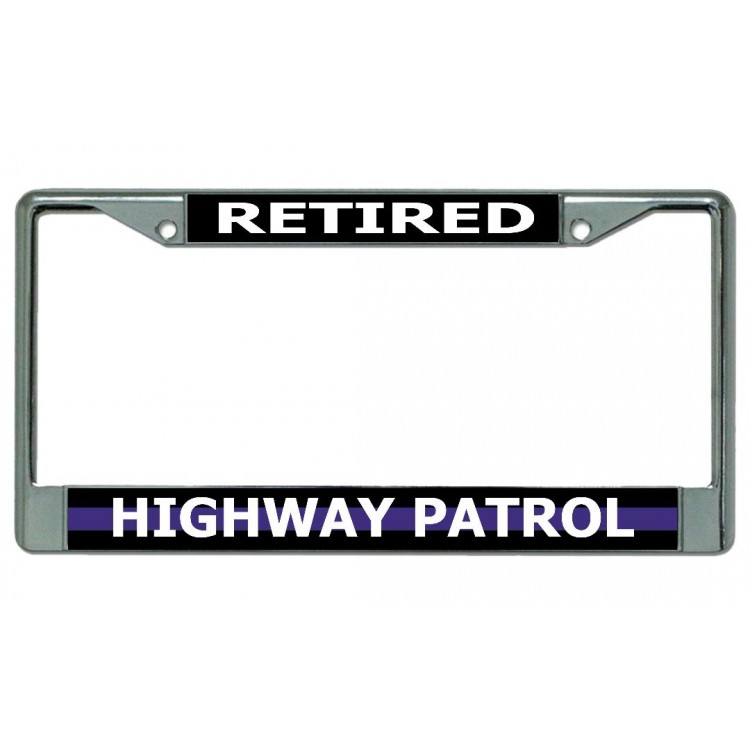 LPO4552 6 x 12 in. Retired Highway Patrol Chrome License Plate Frame
