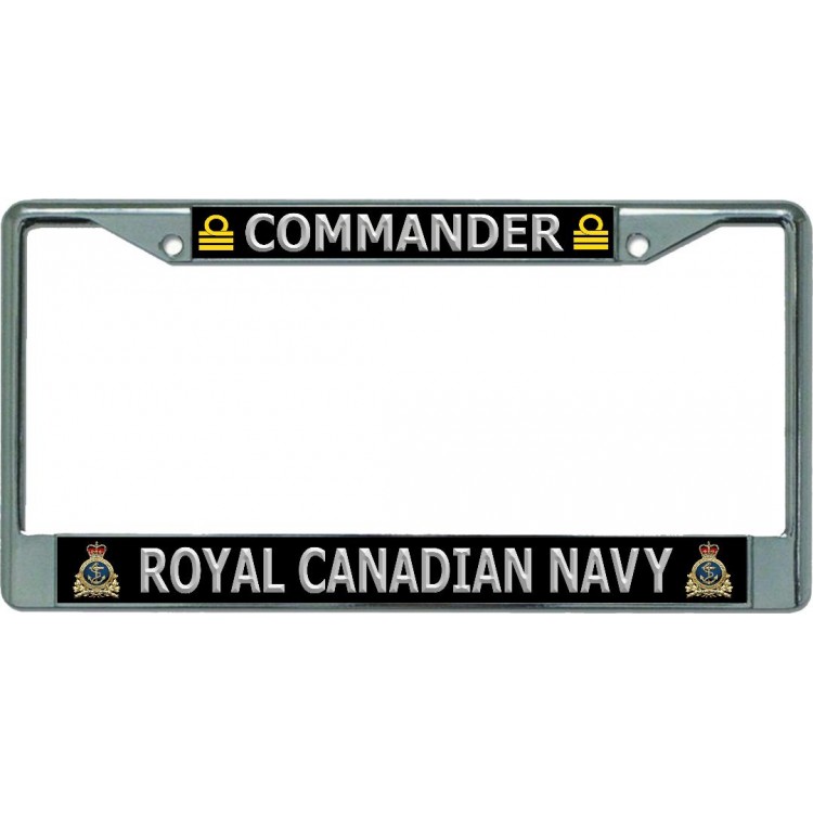 LPO5701 6 x 12 in. Royal Canadian Navy Commander Chrome License Plate Frame