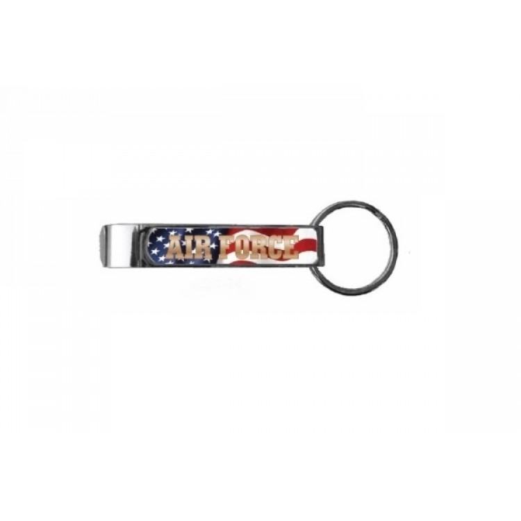 Picture of 212 Main BO-24 4 x 0.5 in. Air Force on Wavy American Flag Beverage Tool Opener with Key Ring