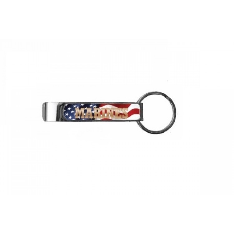 Picture of 212 Main BO-25 4 x 0.5 in. Marines on Wavy American Flag Beverage Tool Opener with Key Ring