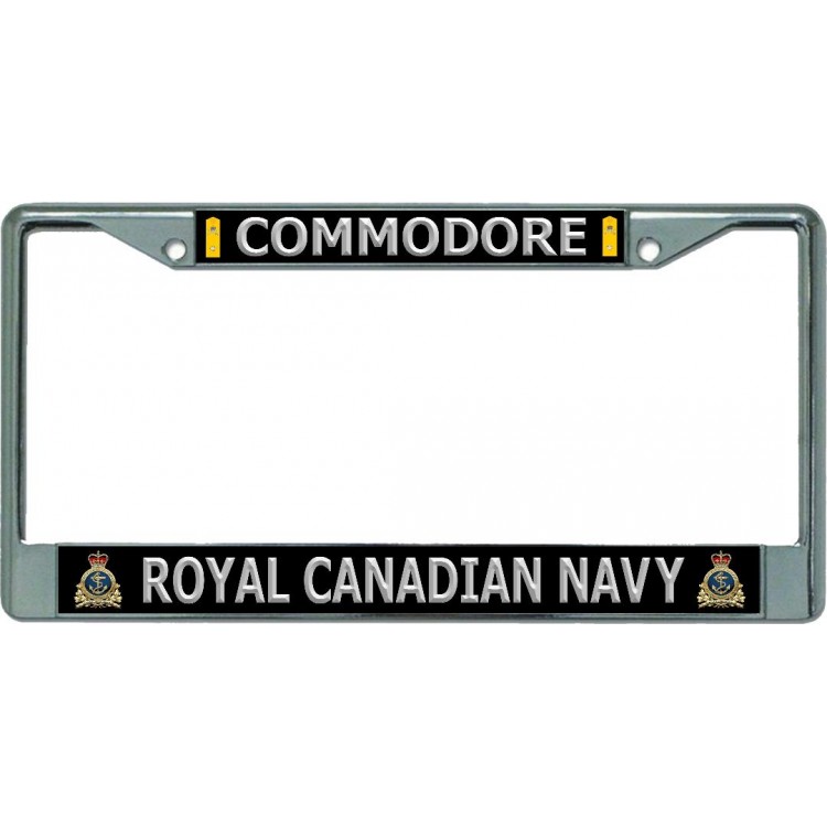 LPO5703 6 x 12 in. Royal Canadian Navy Commodore Chrome License Plate Frame