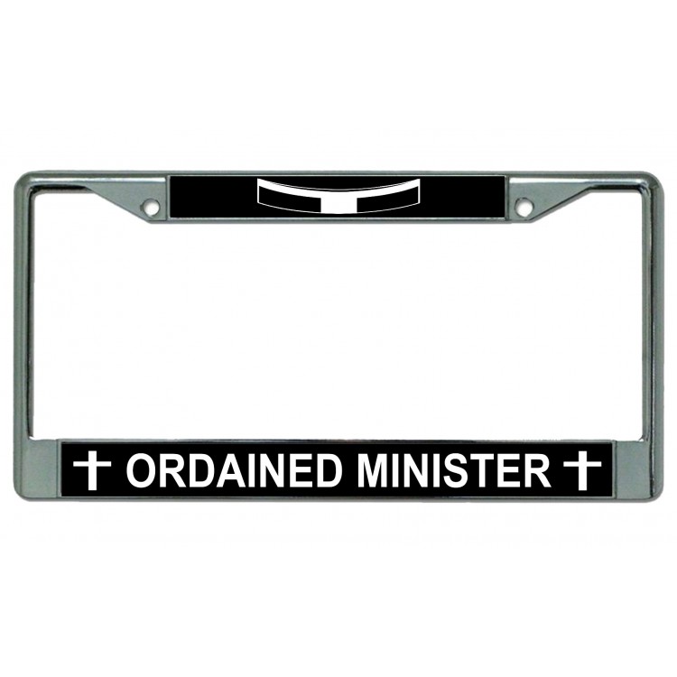 LPO4595 6 x 12 in. Ordained Minister Chrome License Plate Frame