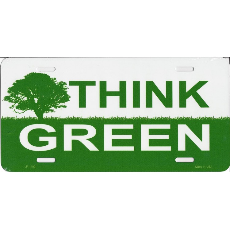 LP-1192 6 x 12 in. Think Green Metal License Plate