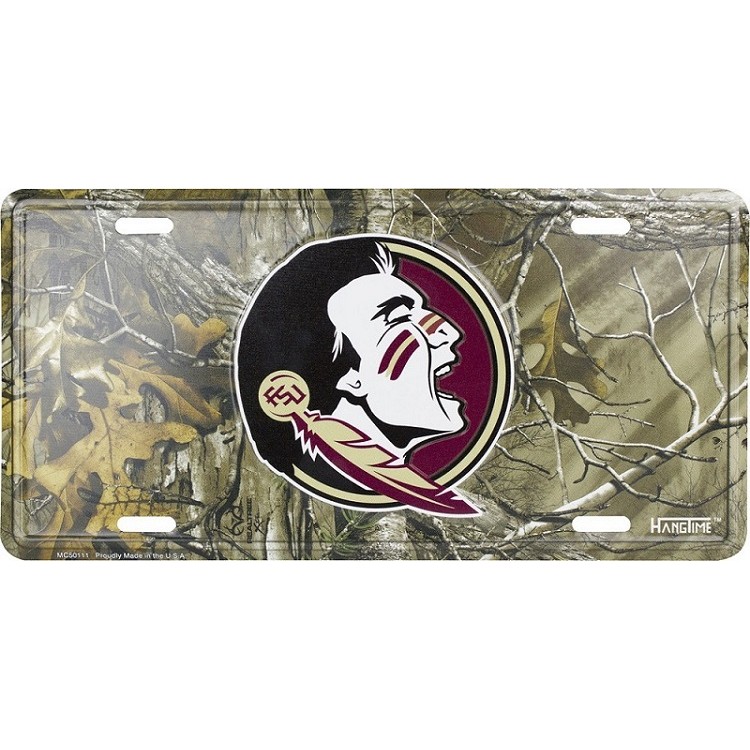 MC50111-W 6 x 12 in. Florida State Seminoles Woodland Embossed License Plate