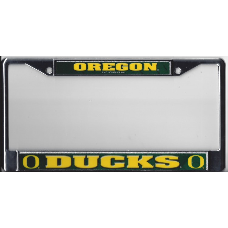 Oregon Ducks Chrome License Plate Frame, Free Screw Caps
