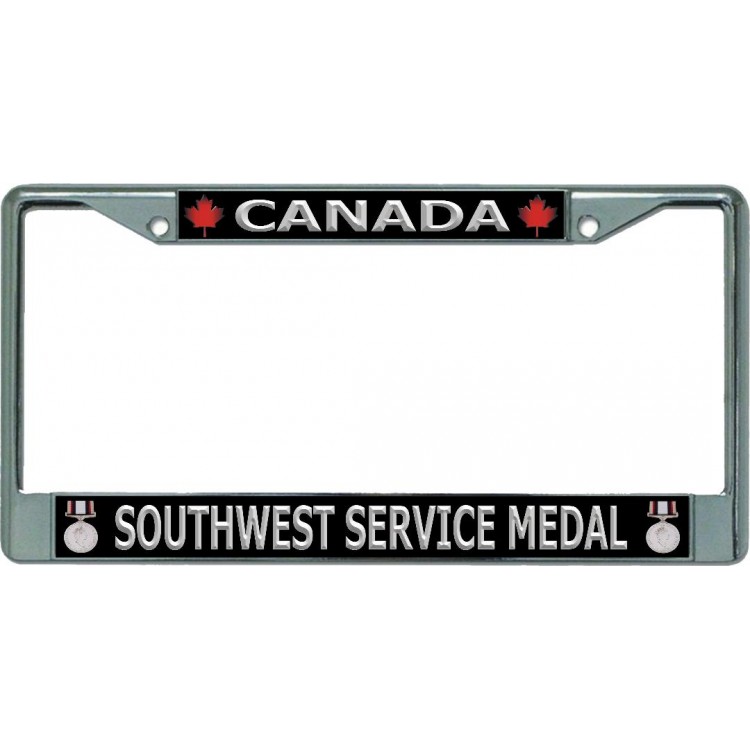 LPO5712 6 x 12 in. Canada Southwest Service Medal Chrome License Plate Frame