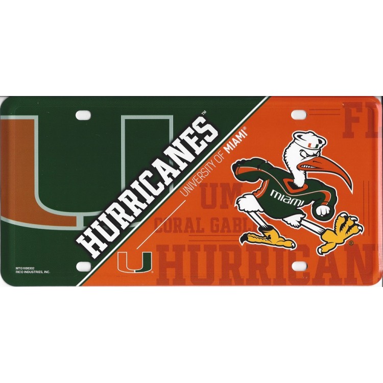 MTG-100302 Miami Hurricanes Metal License Plate
