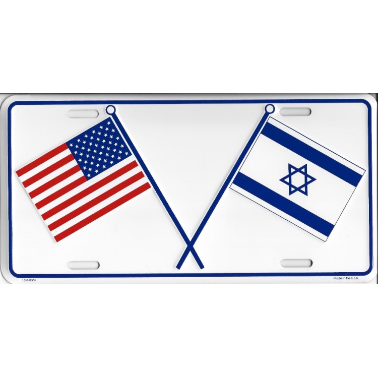 Picture of 212 Main 15M-0065 6 x 12 in. US & Israel Crossed Flags License Plate