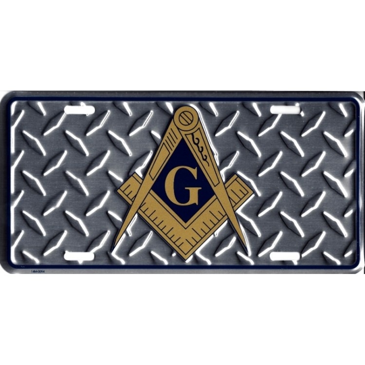 MP9041 6 x 12 in. Masonic Diamond Plate Metal License Plate