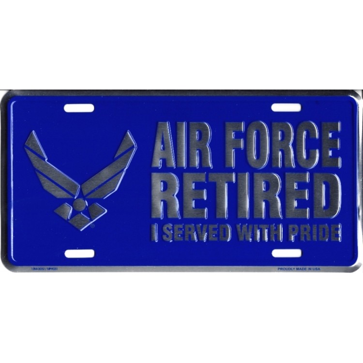 MP9031 6 x 12 in. U.S. Air Force Retired Metal License Plate