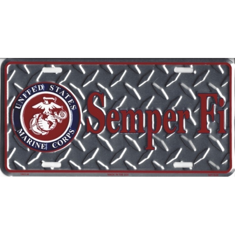 MP1848 6 x 12 in. U.S. Marine Corps Semper Fi Metal License Plate