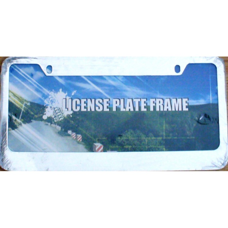 BF-111C 6 x 12 in. Blank Smooth Chrome 2-Hole Metal License Plate Frame
