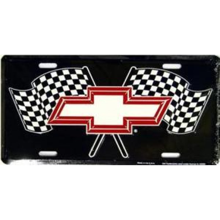 Picture of 212 Main 2339 6 x 12 in. Chevy Racing Flags Metal License Plate