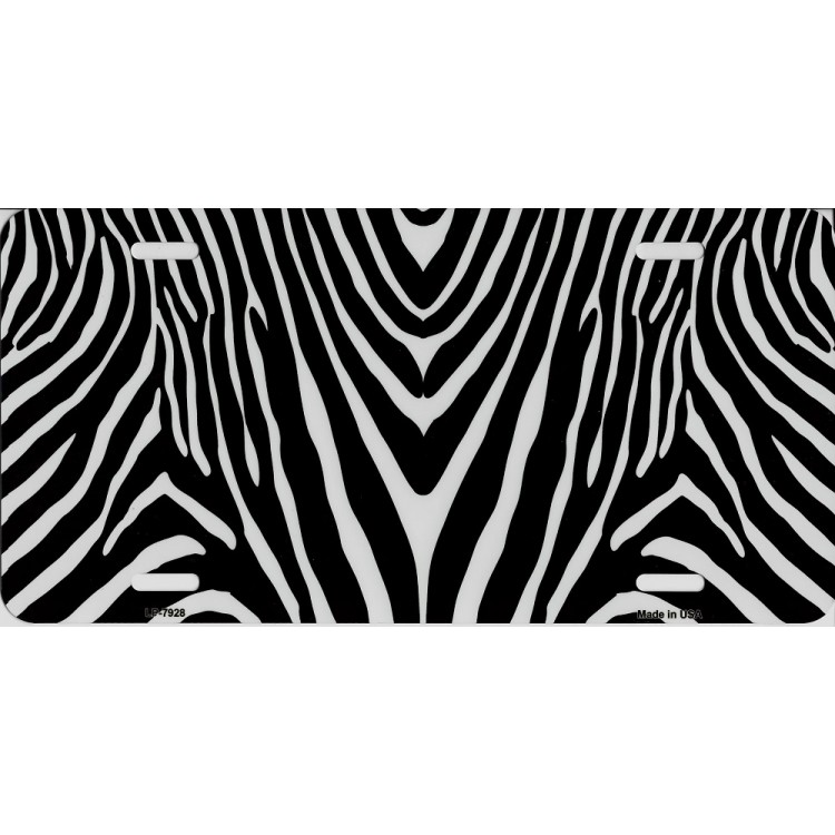 LP-7928 6 x 12 in. Zebra Print Metal License Plate