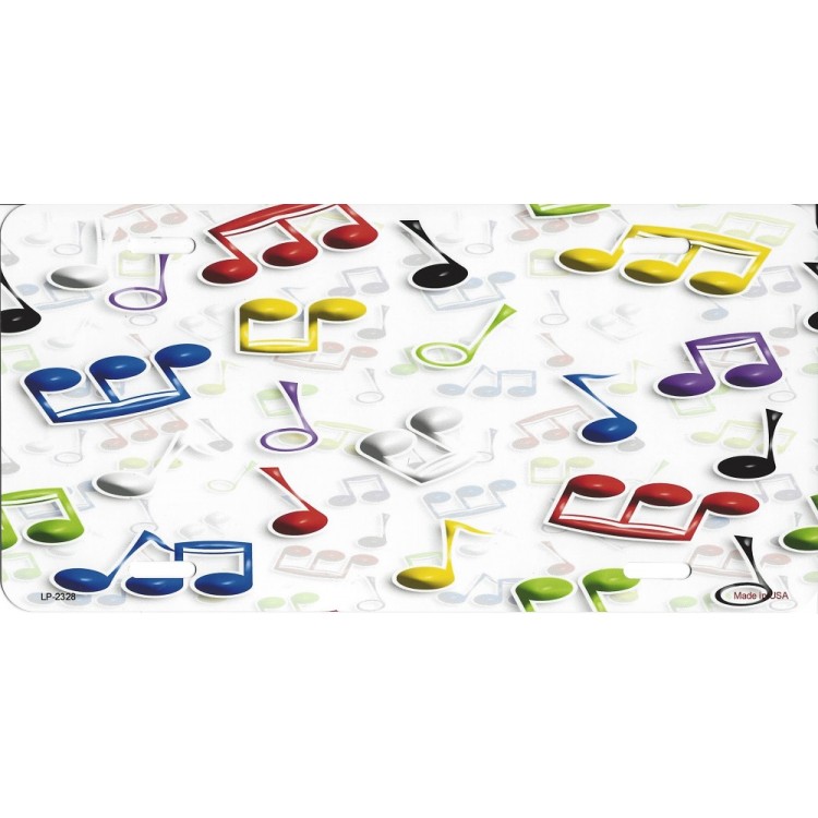 LP-2328 6 x 12 in. Music Notes Metal License Plate