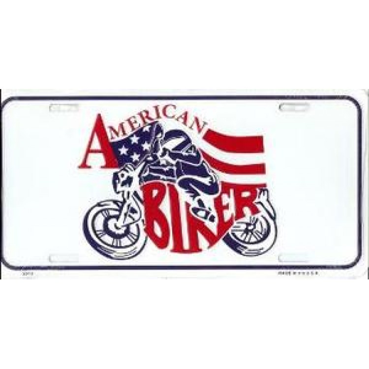 LP-1142 American Biker Metal License Plate