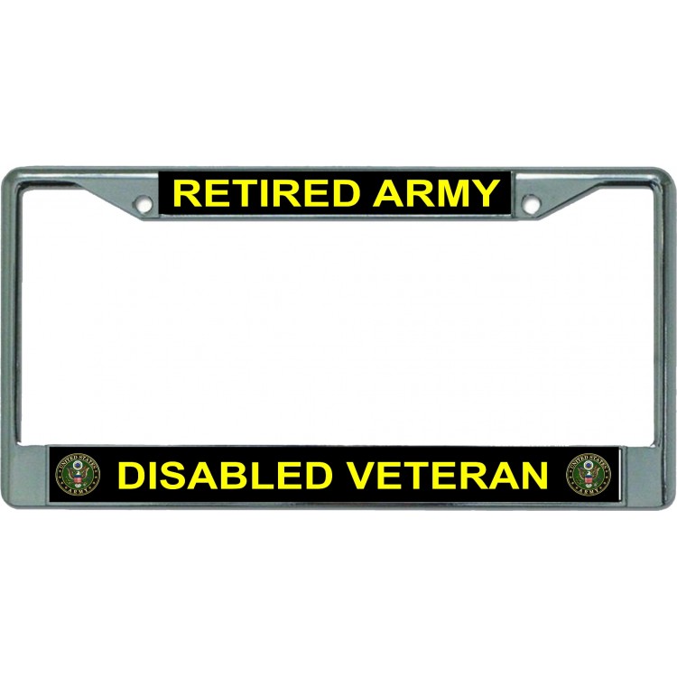 6 x 12 in. Retired Army Disabled Veteran Chrome License Plate Frame