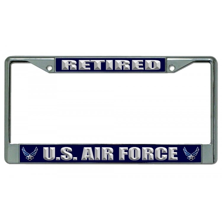 LPO2724 6 x 12 in. U.S. Air Force Retired Chrome License Plate Frame