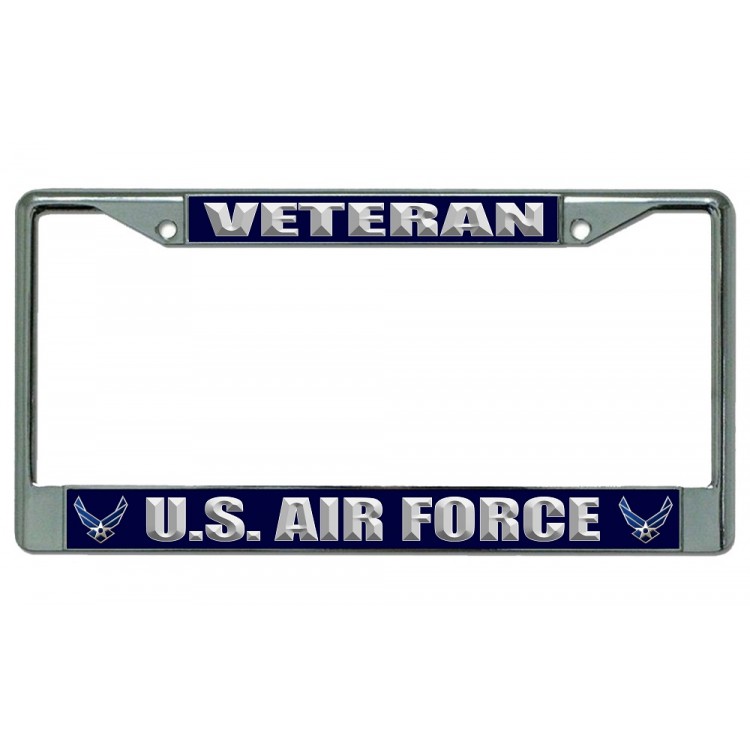 LPO2725 6 x 12 in. U.S. Air Force Veteran Chrome License Plate Frame