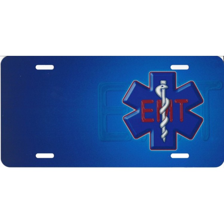 LPO1719 Offset EMT Logo Photo License Plate
