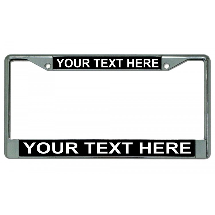LPO1880 6 x 12 in. Custom Personalized Black Background Chrome License Plate Frame