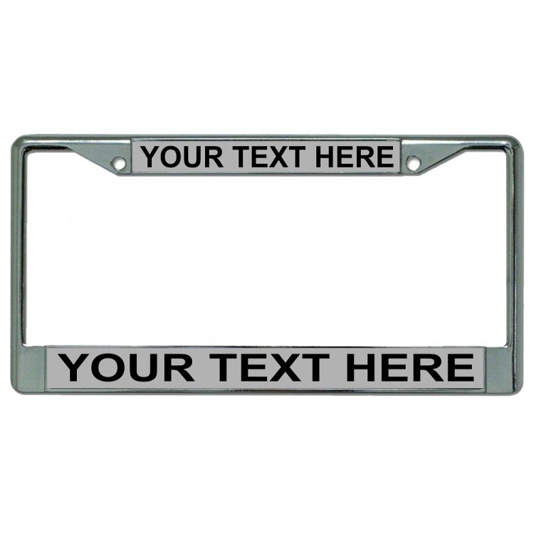 LPO1884 6 x 12 in. Custom Personalized Gray Background Chrome License Plate Frame